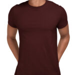 MEDLLE Solid Maroon Men's T-shirt | Regular Fit Elegant Cotton Tee - Image 2