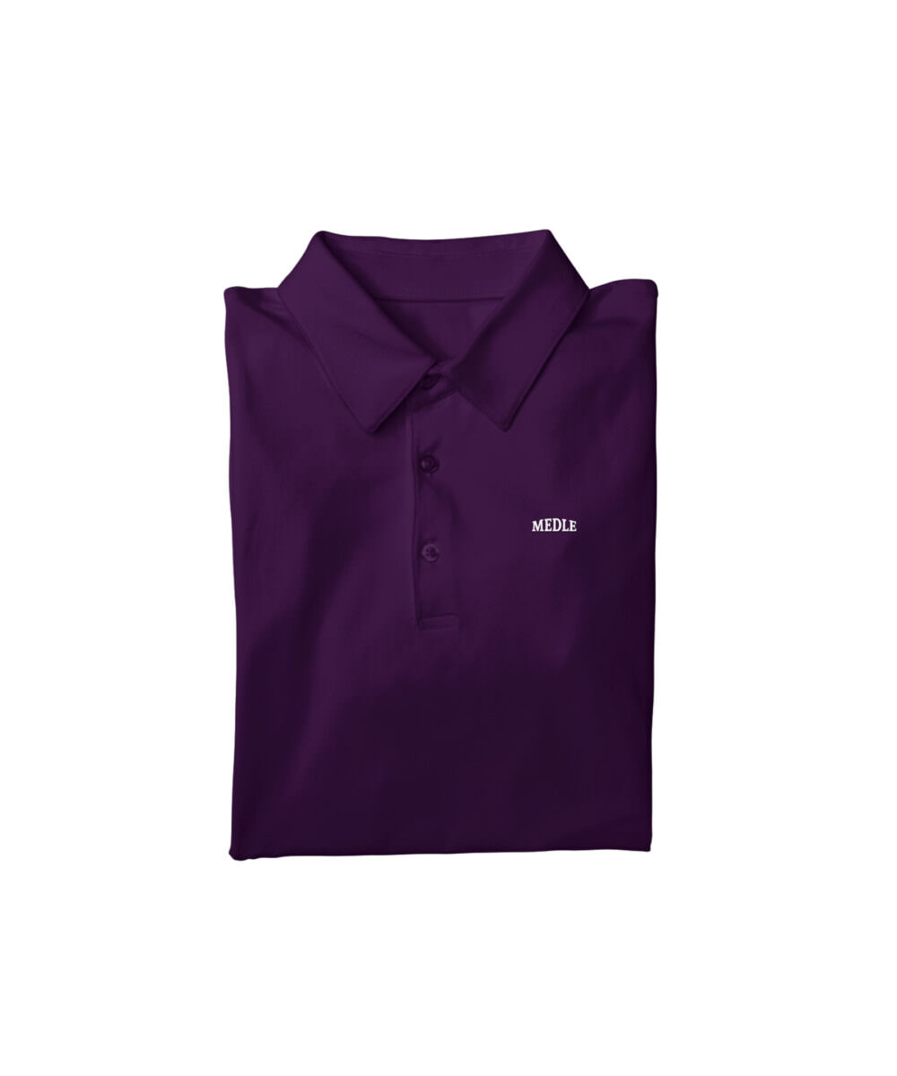 MEDLLE Trendy Vinyl Purple Printed Men's Polo T-Shirt | Regular Fit Cotton Tee - Image 3