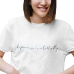 Medle Trendy THE HAPPINESS IS A BUTTERFLY Women's Crop Top | Typographic Printed Cotton Tee - Image 6