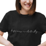 Medle Trendy THE HAPPINESS IS A BUTTERFLY Women's Crop Top | Typographic Printed Cotton Tee - Image 5